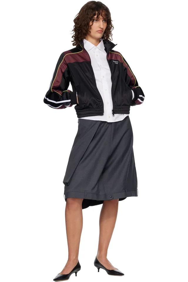 Martine Rose Black & Burgundy Shrunken Track Jacket, photo 4 of 4 from SSENSE