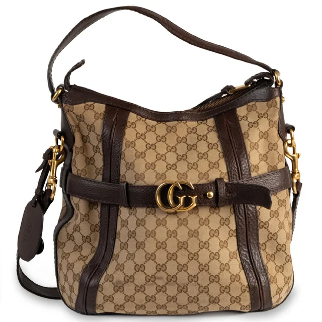Gucci Running Satchel GG Monogram Canvas Bag - Brown in Brown Coated canvas from H&T