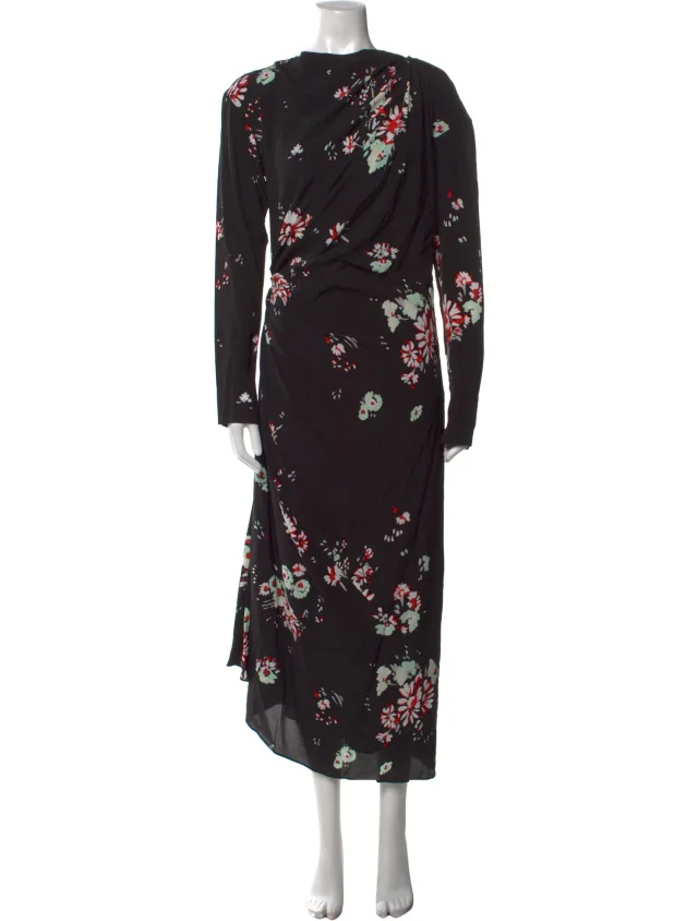 Proenza Schouler Floral Print Midi Length Dress in black from The RealReal