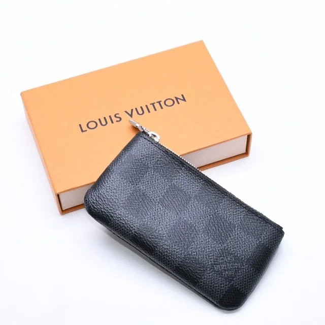 Louis Vuitton Pochette Cles Coin Purse Damier Graphite Canvas Black Gray Silver in Black Canvas from The Reluxe