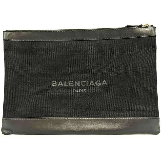 Balenciaga Canvas Navy Clip L Clutch Bag in Navy Canvas from LuxUness