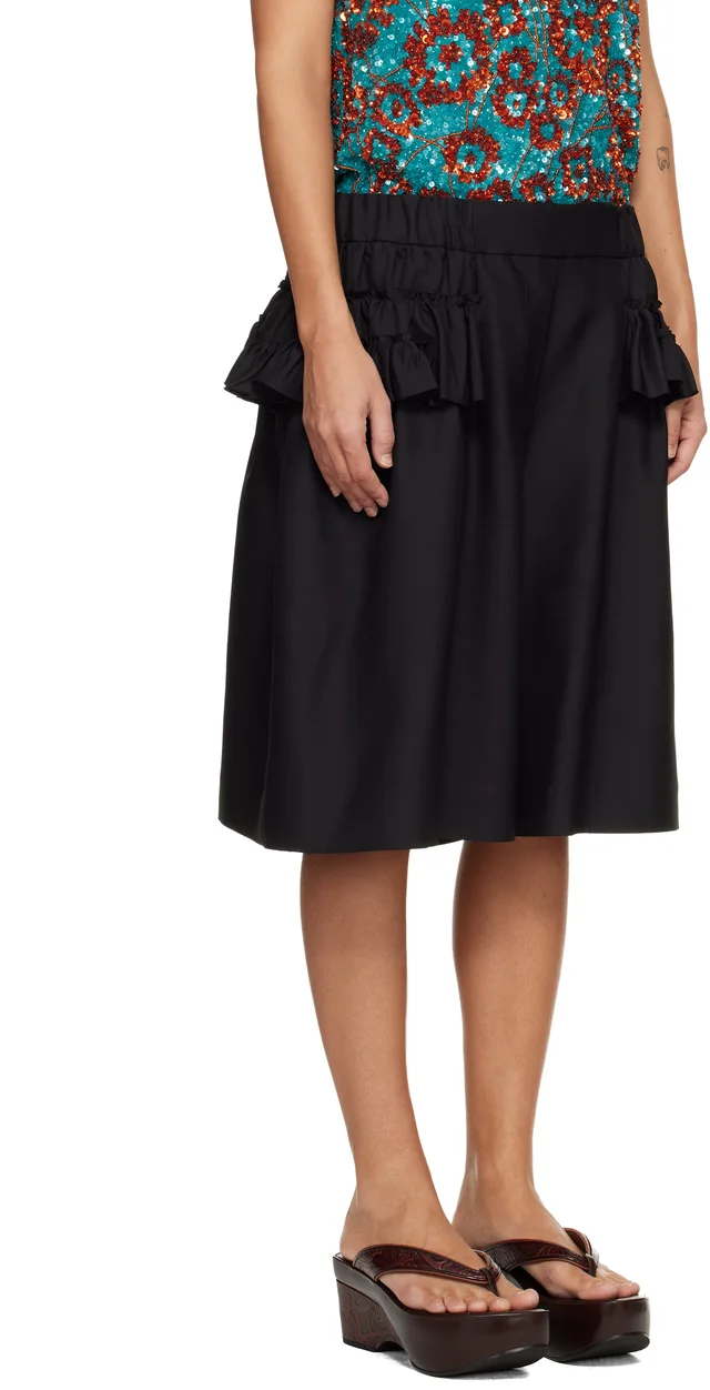 Dries Van Noten Black Ruffled Shorts, photo 2 of 5 from SSENSE