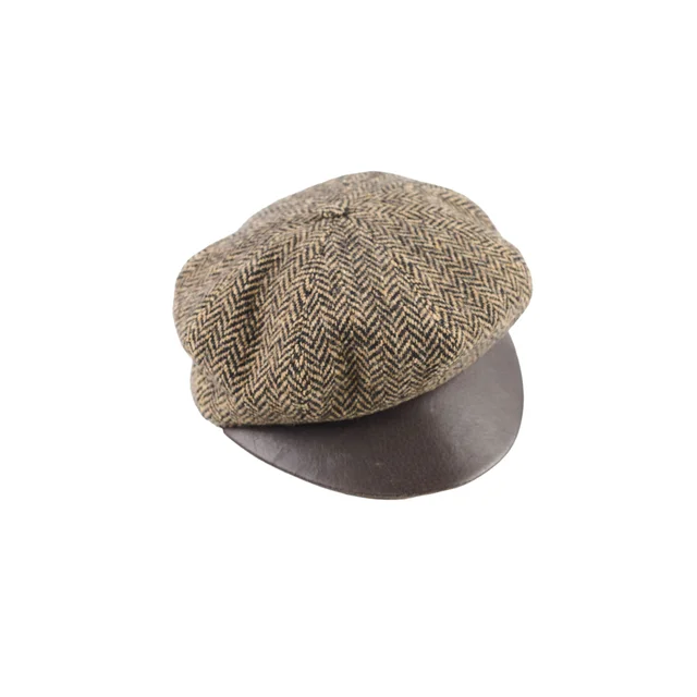 Hermès Wool Cashmere Herringbone Flat Cap Brown Size 57 in Brown Cashmere from The Purse Affair