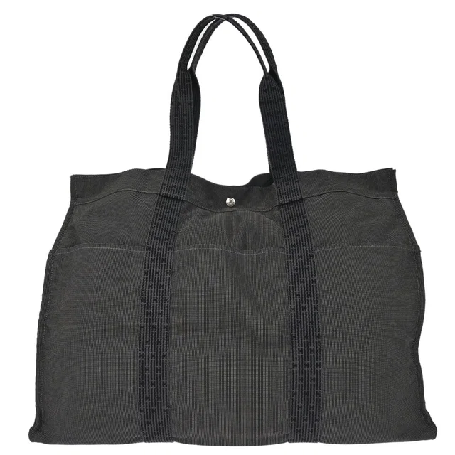 Hermès Gray Canvas Herline Tote TGM Handbag in Grey Canvas from AMORE Vintage Tokyo