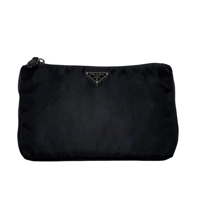 Prada Pouch Black Nero Tessuto Case Nylon 165 Zipper in Black Nylon from The Reluxe