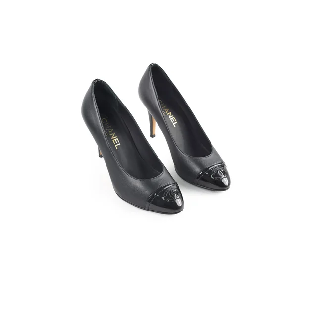 Chanel Heels Size 36.5 in Black Leather from The Purse Affair