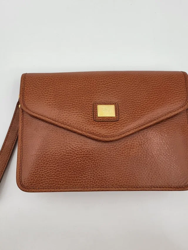 Burberry Burberrys Brown Calfskin Leather Wristlet Vintage Clutch, Authentic in red|brown Calfskin from Poshmark