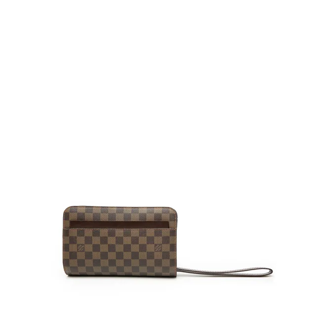 Brown Louis Vuitton Damier Ebene Saint Louis Pochette Clutch Bag in Brown Canvas from Designer Revival, photo 1 of 1