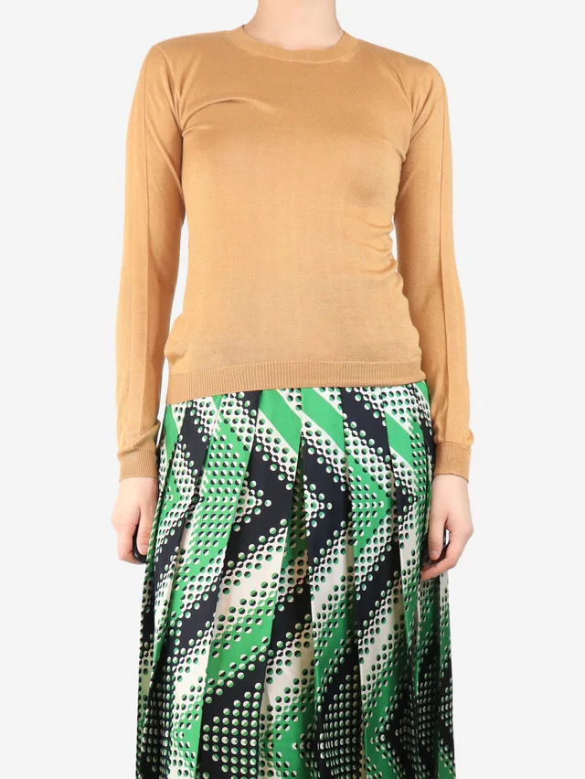 Marni Brown silk knit top - size UK 8 in Brown Silk from Sign of the Times