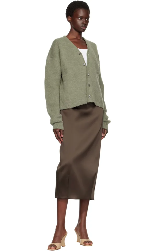 TONYWACK Green Brushed Mohair V-neck Cardigan, photo 4 of 4 from SSENSE