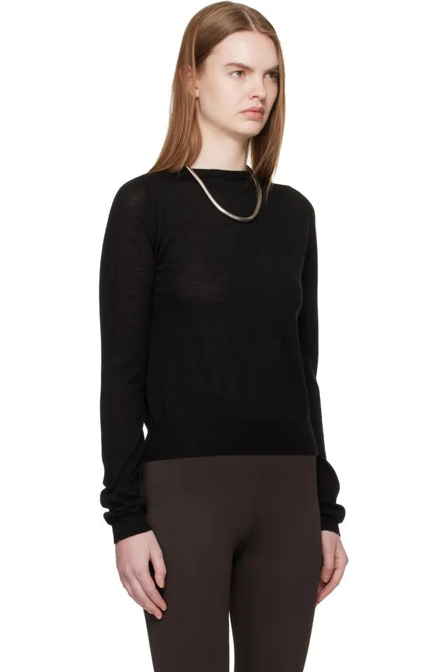 Rick Owens Black Temple Biker Level Sweater, photo 2 of 4 from SSENSE