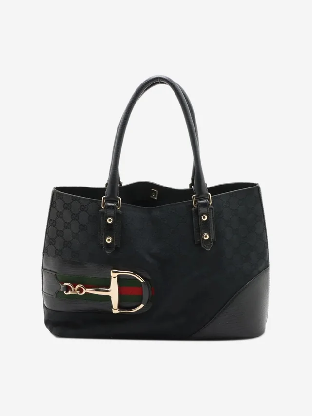 Gucci Black GG canvas Horsebit bag in Black Canvas from Sign of the Times
