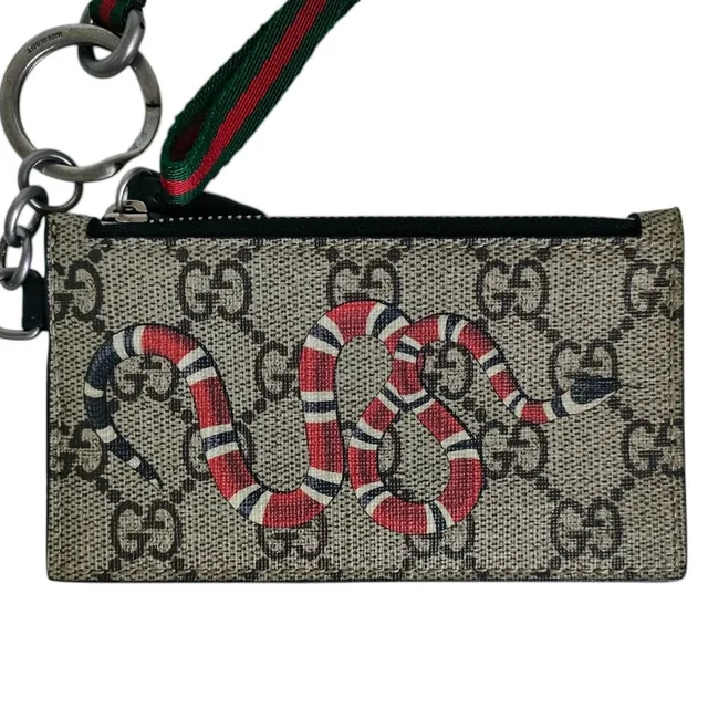 Gucci GG Supreme Kingsnake Fragment Case Wallet Beige in Beige Canvas from The Reluxe