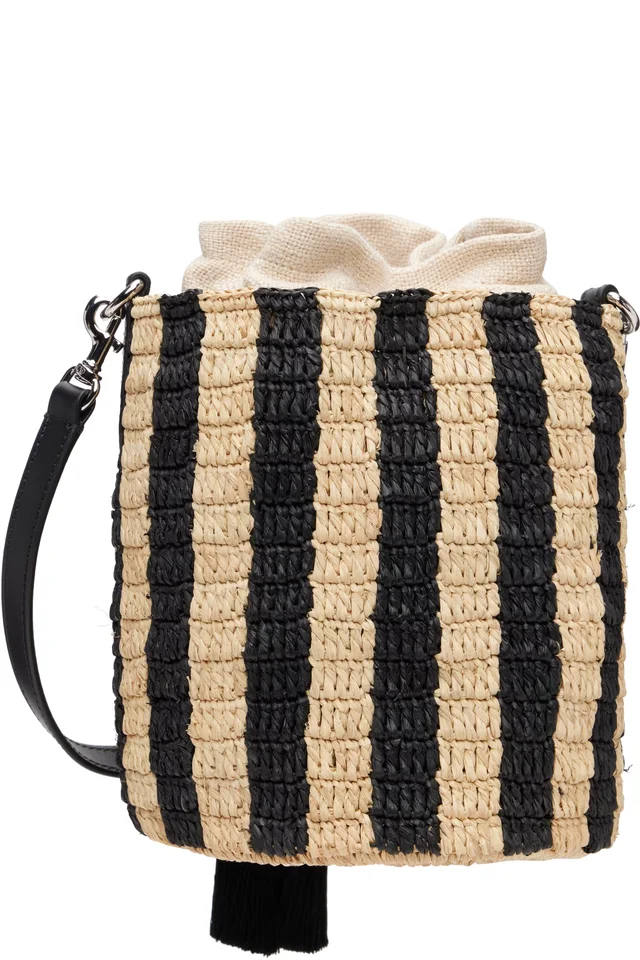 Valentino Garavani Beige & Black VLogo Signature Small Bucket Bag, photo 3 of 3 from SSENSE