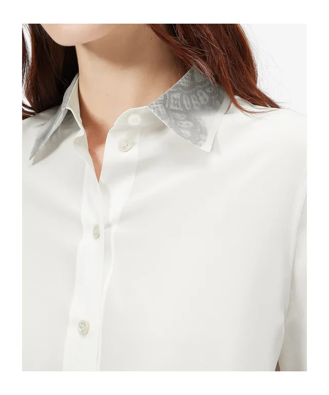 Alexander McQueen Women's Floral Lace Detail Shirt in Ivory, photo 4 of 4 from SENSER