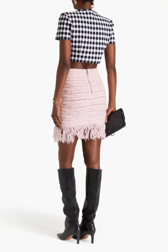 Balmain Fringed Metallic Bouclé-Knit Mini Skirt, photo 3 of 4 from THE OUTNET