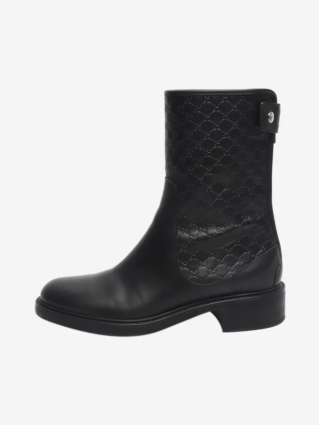 Gucci Black Guccissima leather ankle boots - size EU 35.5 in Black Leather from Sign of the Times
