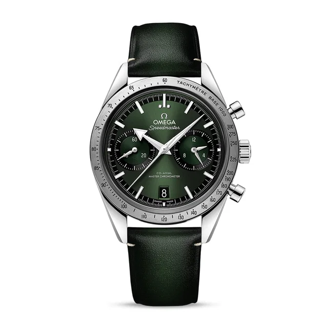 Omega Speedmaster 57 Co-Axial Master Chronometer Chronograph 40.5mm Mens Watch Green in green Leather from WatchesOfSwitzerland