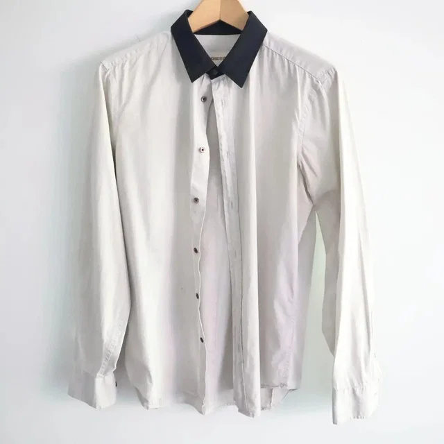 Diesel Vintage Grey Cotton Black Collar Shirt Medium/ 21x30 in gray from Grailed