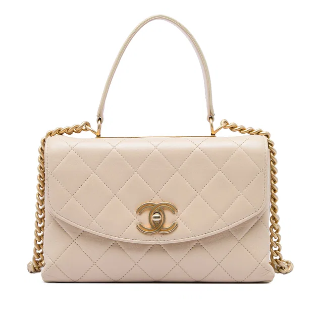 Brown Chanel Medium Quilted Lambskin Trendy Spirit Top Handle Bag Satchel in Brown Lambskin from Designer Revival