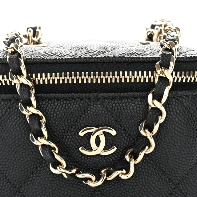 Chanel Caviar Quilted CC Mini Vanity Case in Black Caviar leather from FASHIONPHILE, photo 8 of 10