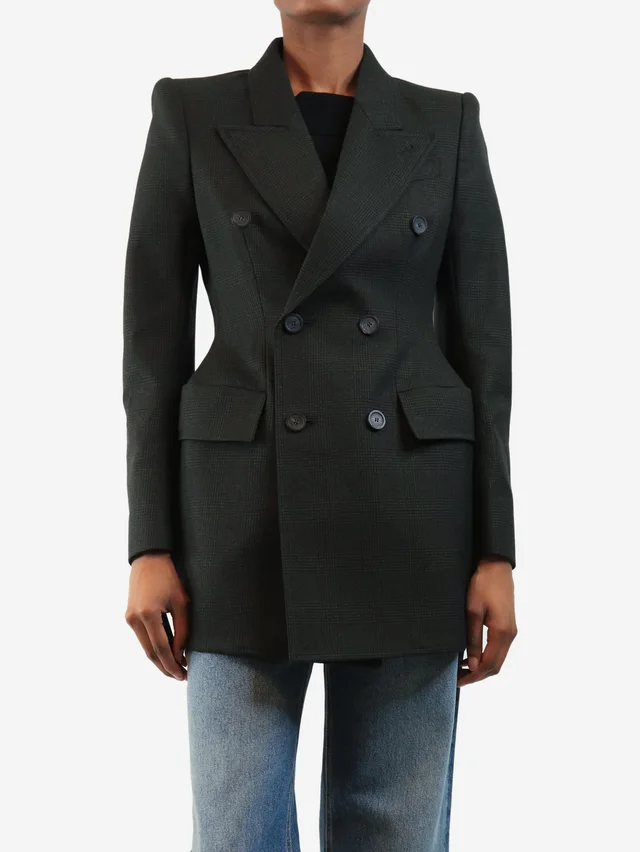 Balenciaga Grey double-breasted blazer - size UK 8 in Grey Wool from Sign of the Times