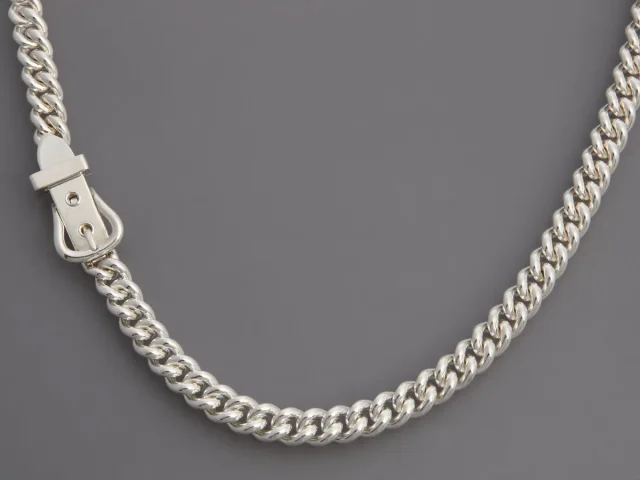 Hermès Sterling Silver Boucle Sellier Inflexible Necklace in Silver from Ann's Fabulous Finds, photo 3 of 5