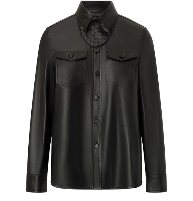 BOTTEGA VENETA Semi Shiny Leather Shirt in Black from 24S (US), photo 1 of 1
