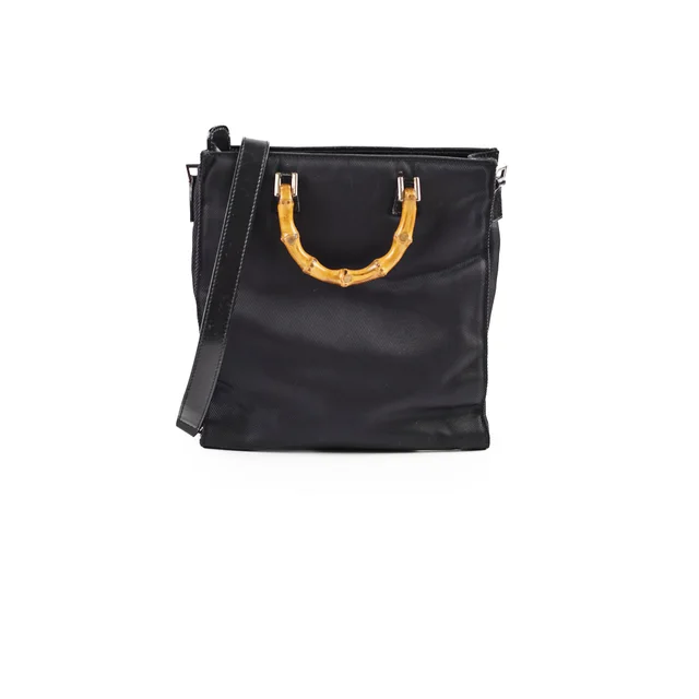 Gucci Vintage Bamboo Handle Mini Tote in Nylon from The Purse Affair
