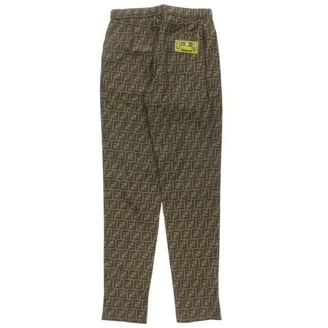 Fendi Zucca Pattern Monogram Pants Tapered FF Logo All Over Print 50 Brown in Brown from The Reluxe
