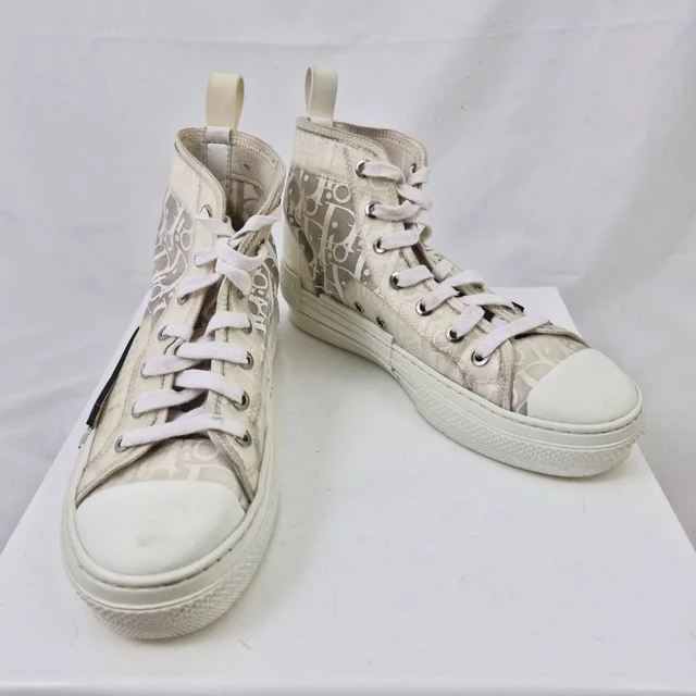 Dior Italian made beige patterned lace-up trainers Size 5 in Ivory Canvas from Oxfam Online Shop, photo 6 of 8