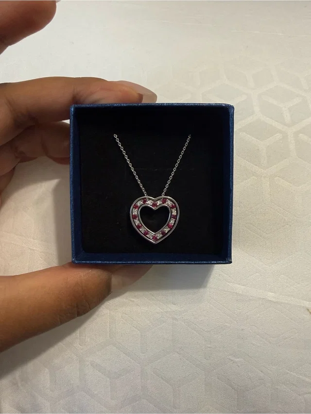 Damiani 18k White Gold Heart Necklace With Rubys And Diamonds in pink|silver|gray from Poshmark