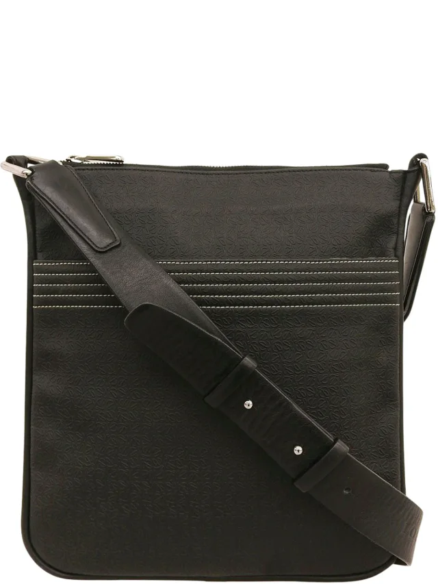 Loewe Repeat Anagram Pattern Shoulder Bag, Black in Black Leather from VINTAGE QOO TOKYO, photo 2 of 11
