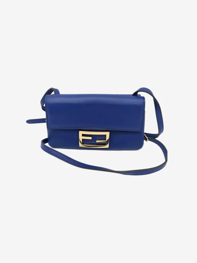 Fendi Blue Duo Baguette leather shoulder bag in Blue Leather from Sign of the Times