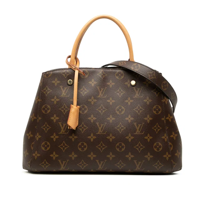 Brown Louis Vuitton Monogram Montaigne MM Satchel in Brown Coated canvas from Designer Revival