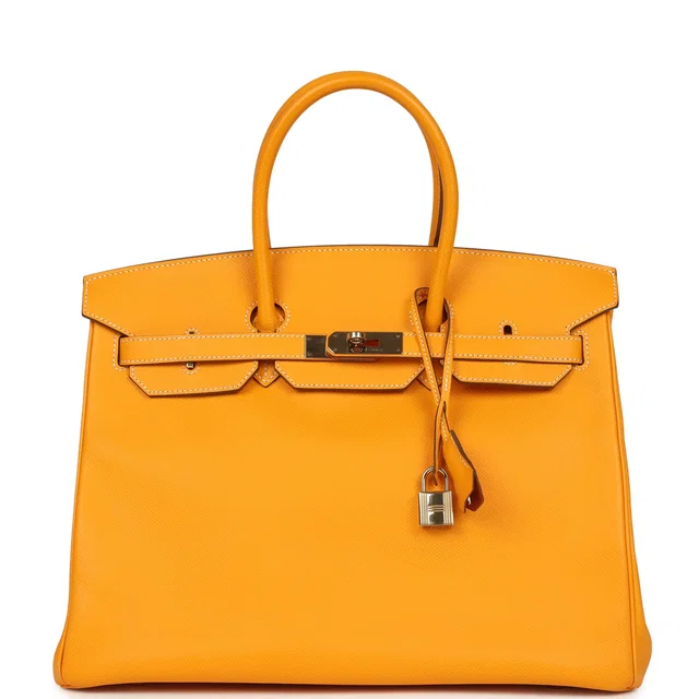 Hermès Birkin 35 Jaune D'or Candy Epsom Palladium Hardware in Yellow Epsom leather from Madison Avenue Couture