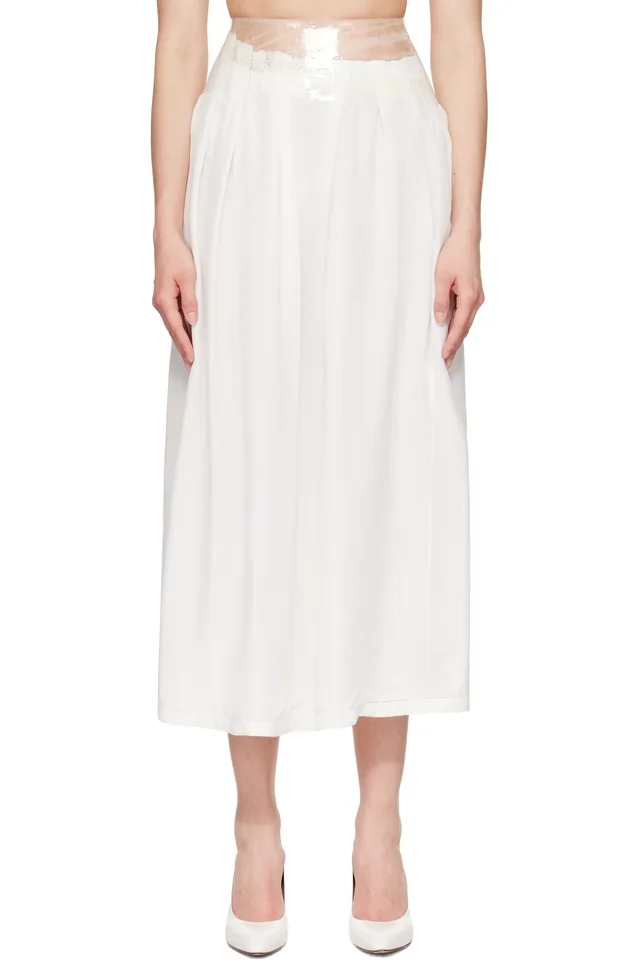 Maison Margiela Off-White Taped Midi Skirt, image 1 of 1 from SSENSE
