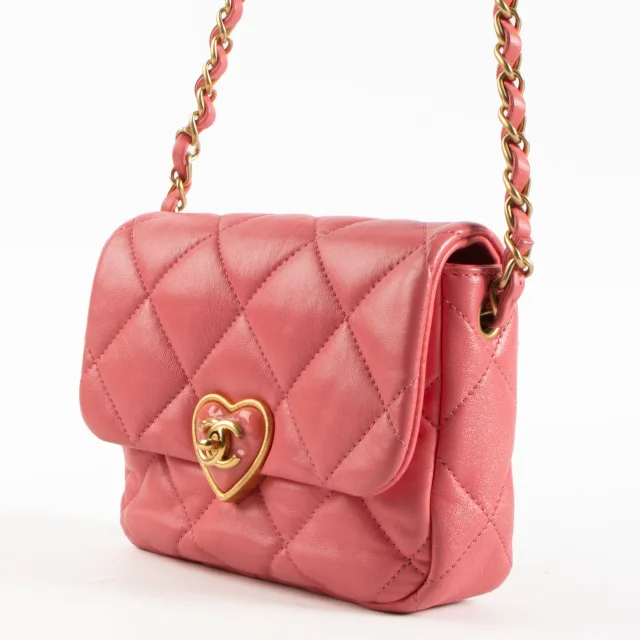 Chanel Pink Lambskin Coco Love Heart Mini Flap Bag in Pink Lambskin from Labellov, photo 3 of 8