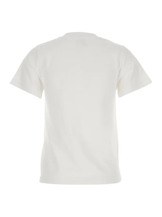 SHUSHU/TONG white T-shirt with floral embroidery in cotton for women in White 100% Cotton, photo 4 of 6 from Gaudenzi Boutique