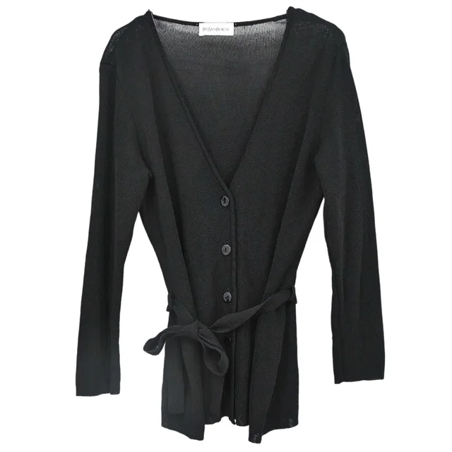 Saint Laurent Cardigan Black #M in Black Nylon from AMORE Vintage Tokyo