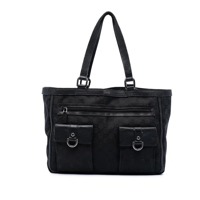 Black Gucci GG Canvas Abbey D Ring Pocket Tote in Black Canvas from Designer Revival