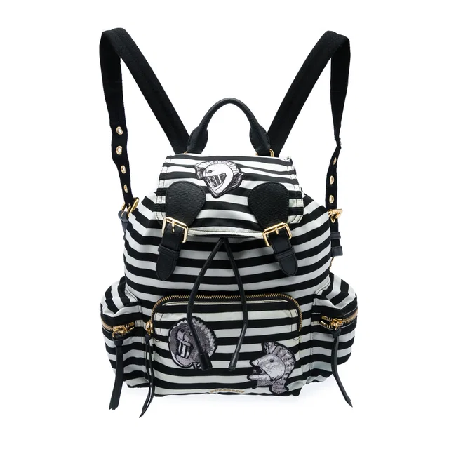Black Burberry Medium Striped Nylon Runway Backpack in Black Nylon from Designer Revival, photo 1 of 1