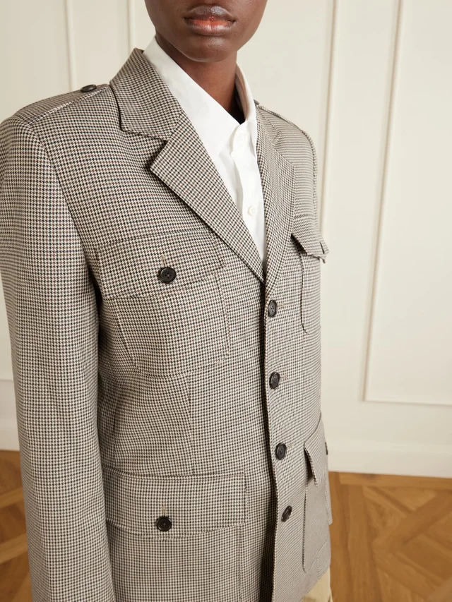 NILI LOTAN Hazel houndstooth wool jacket in light brown 100% Virgin Wool, photo 5 of 5 from NET-A-PORTER (Canada)