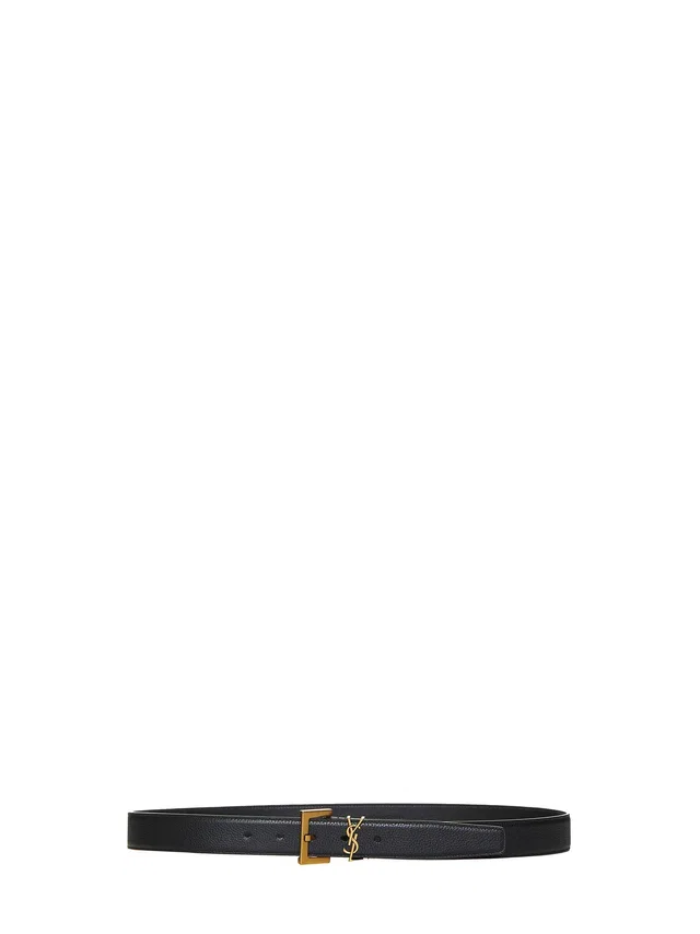 Saint Laurent Cassandre Belt — Black Calfskin Leather in Black Calfskin from HEWI