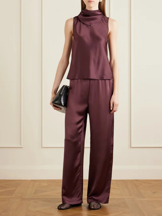 LESET Barb draped satin blouse in Red, photo 2 of 2 from NET-A-PORTER (Canada)
