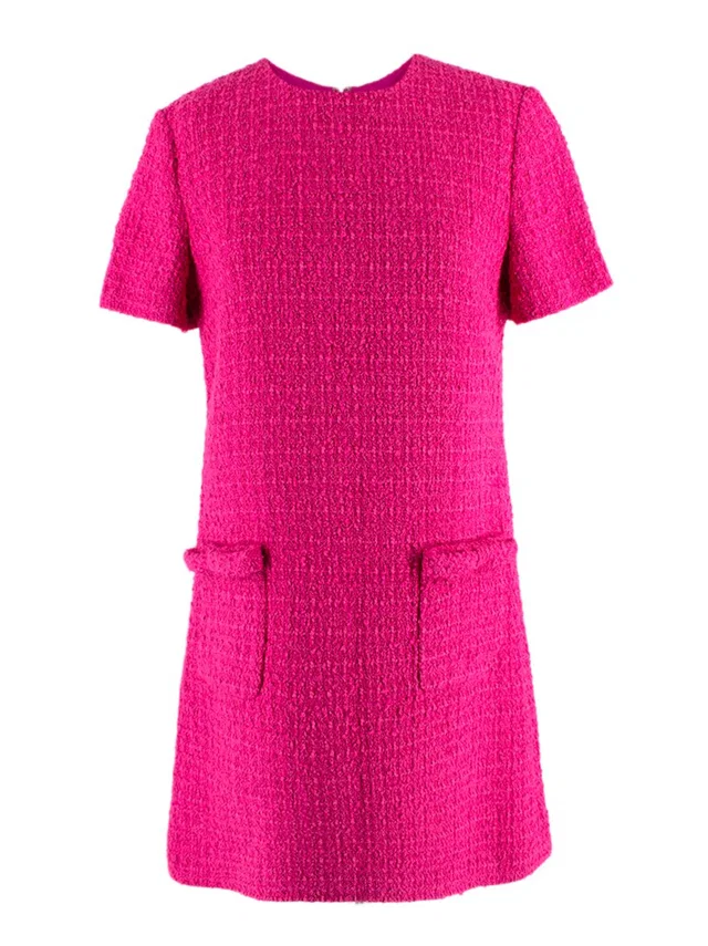 Valentino Garavani Pink Tweed Mini Shift Dress in Pink Tweed from HEWI
