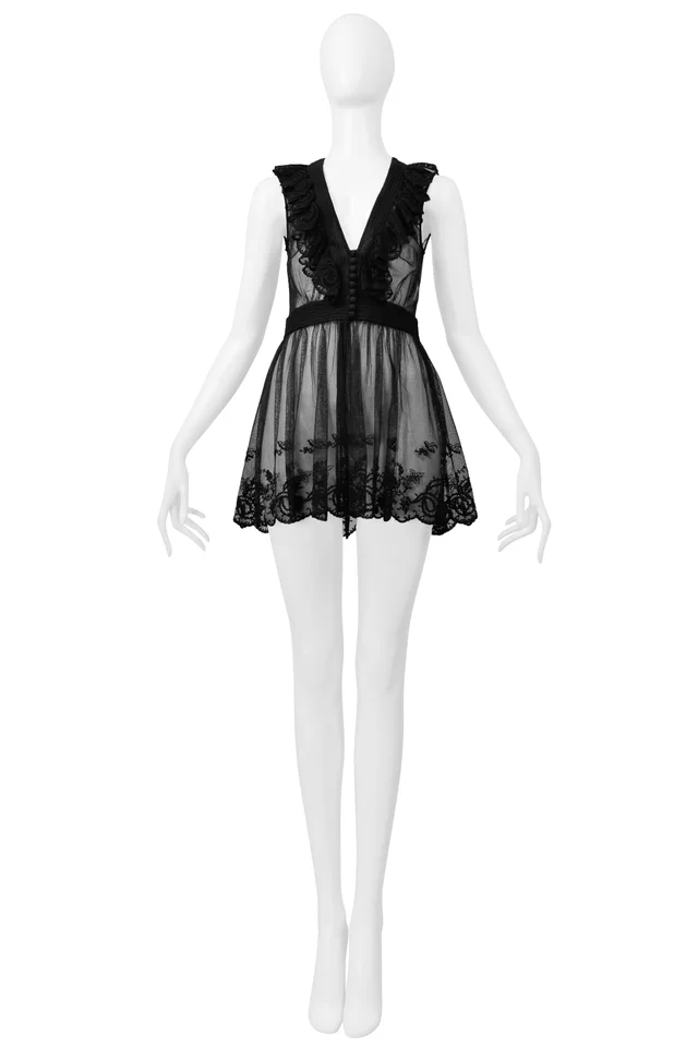 Alexander McQueen Black Lace Sheer Mini Teddy 2018 in Black from Resurrection Vintage, photo 2 of 2