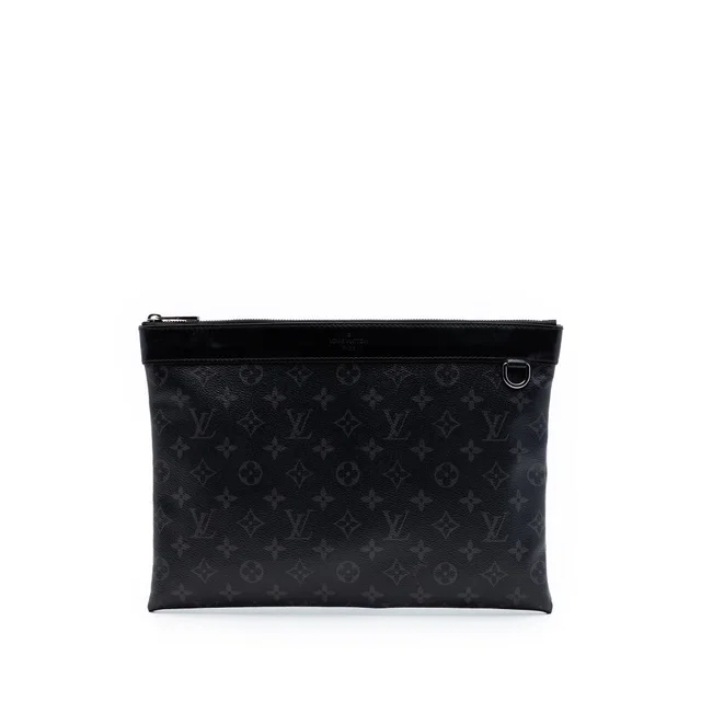 Black Louis Vuitton Monogram Eclipse Discovery Pochette GM Clutch Bag in Black Coated canvas from Designer Revival