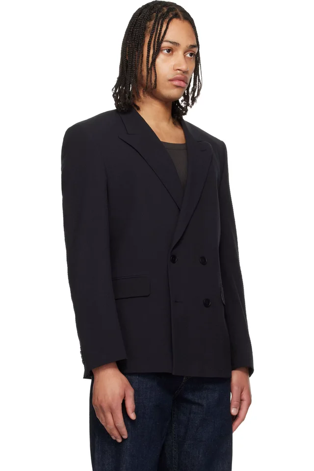 Hugo Black Double-Breasted Blazer, photo 2 of 4 from SSENSE