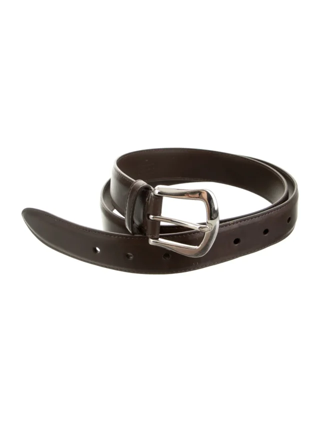 Brunello Cucinelli Skinny Leather Belt in brown|red Leather from The RealReal